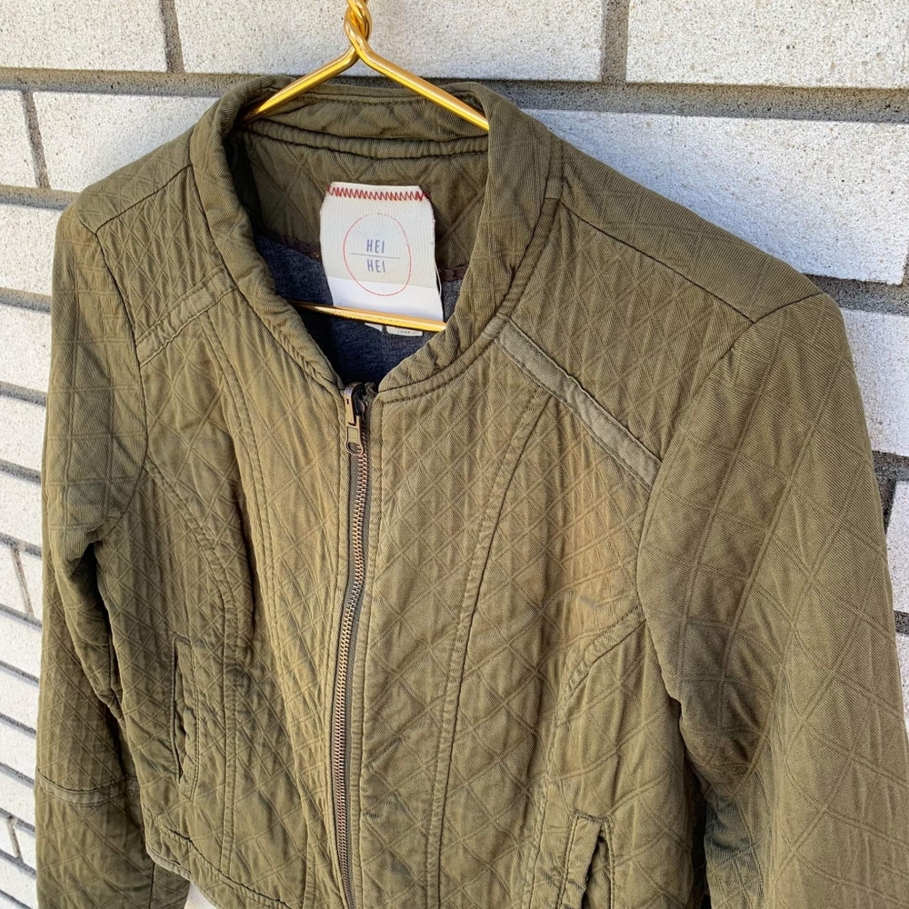 Anthropologie Olive Bomber Jacket - Picture 2 of 10